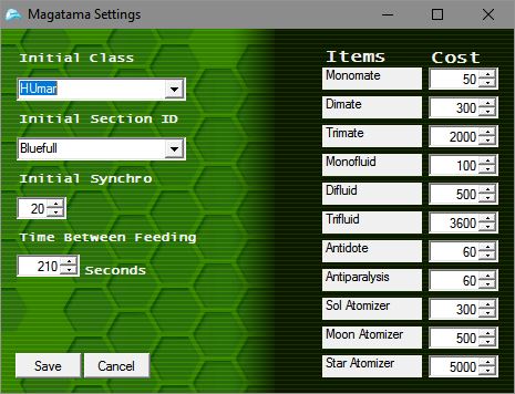 Magatama Beta2 Settings Interface