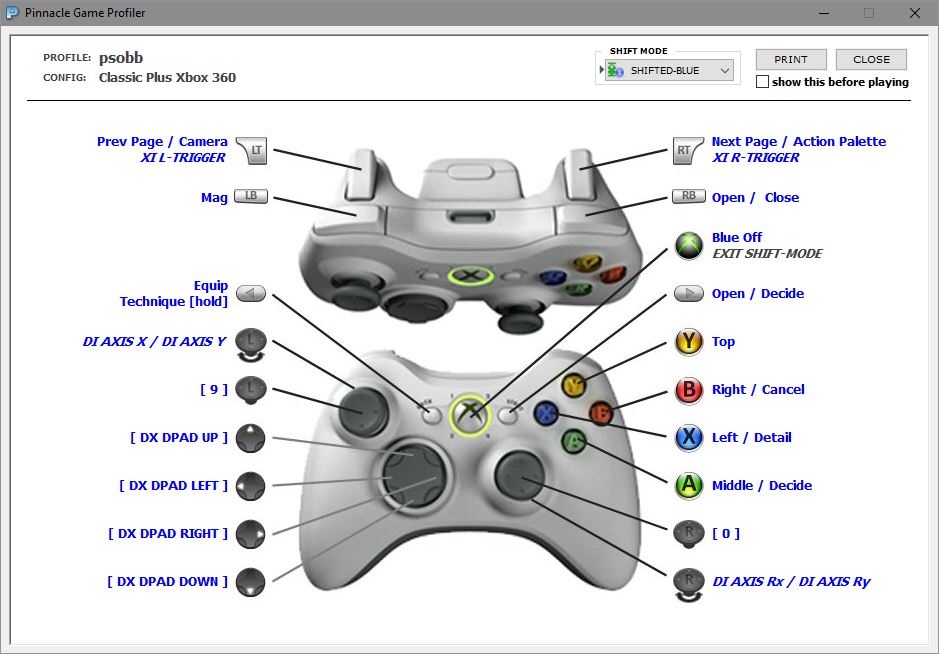 Shifted Layout : Profiles available here : https://www.pioneer2.net/community/resources/pso-bb-controller-profiles-for-pinnacle-game-profiler.3/